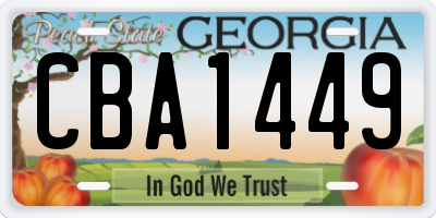 GA license plate CBA1449