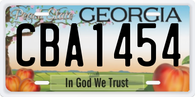 GA license plate CBA1454