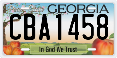 GA license plate CBA1458