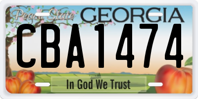 GA license plate CBA1474