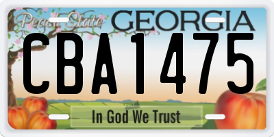 GA license plate CBA1475
