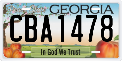 GA license plate CBA1478