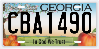 GA license plate CBA1490