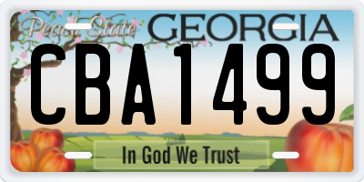GA license plate CBA1499