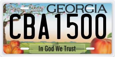 GA license plate CBA1500