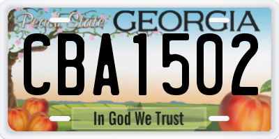 GA license plate CBA1502