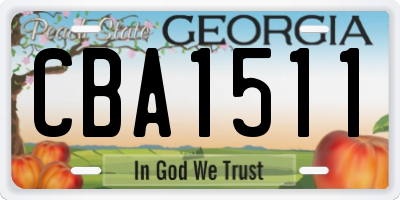 GA license plate CBA1511