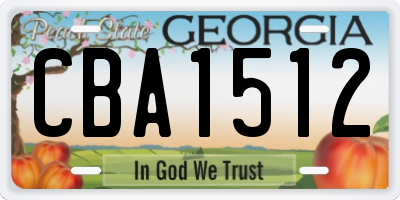 GA license plate CBA1512