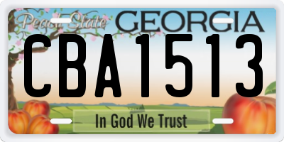 GA license plate CBA1513