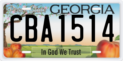 GA license plate CBA1514