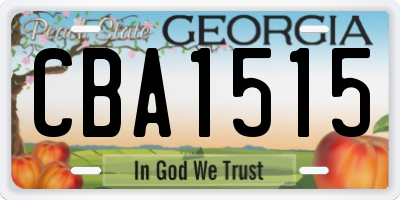GA license plate CBA1515