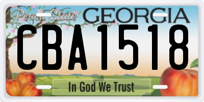 GA license plate CBA1518