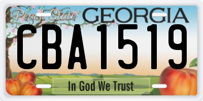 GA license plate CBA1519