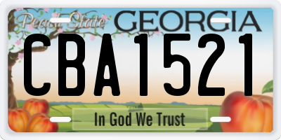 GA license plate CBA1521