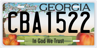 GA license plate CBA1522