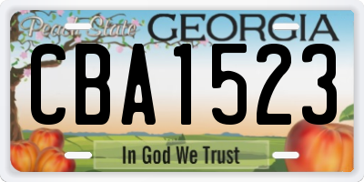 GA license plate CBA1523