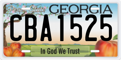 GA license plate CBA1525
