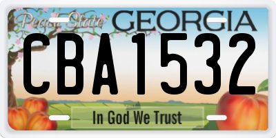 GA license plate CBA1532