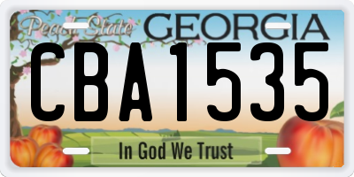 GA license plate CBA1535