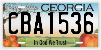 GA license plate CBA1536