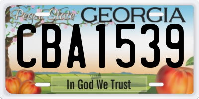 GA license plate CBA1539