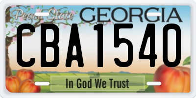 GA license plate CBA1540