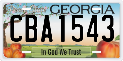 GA license plate CBA1543