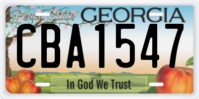 GA license plate CBA1547