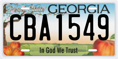 GA license plate CBA1549