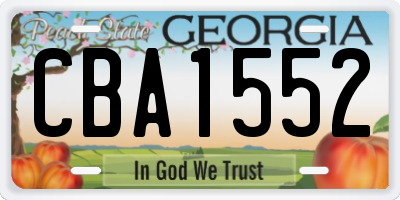 GA license plate CBA1552