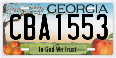 GA license plate CBA1553