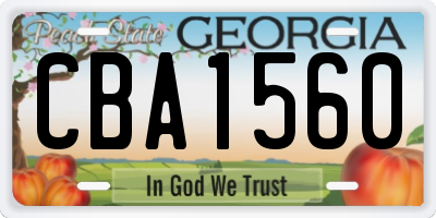 GA license plate CBA1560