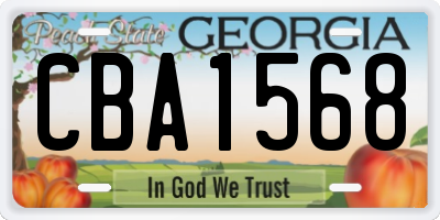 GA license plate CBA1568