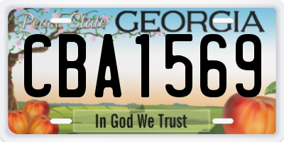 GA license plate CBA1569