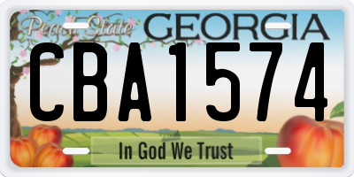 GA license plate CBA1574