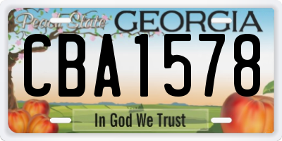 GA license plate CBA1578