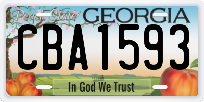 GA license plate CBA1593