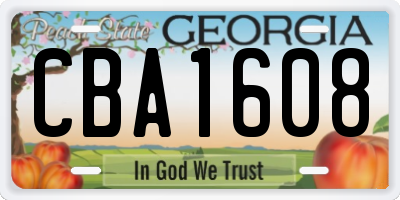 GA license plate CBA1608