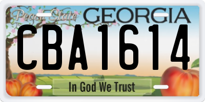 GA license plate CBA1614