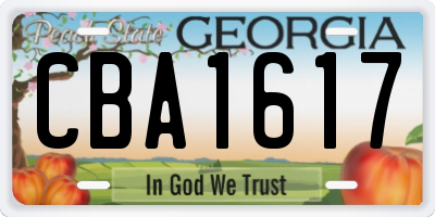 GA license plate CBA1617