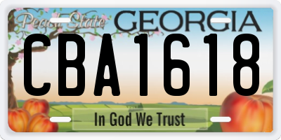 GA license plate CBA1618
