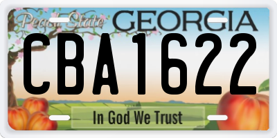 GA license plate CBA1622