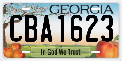 GA license plate CBA1623