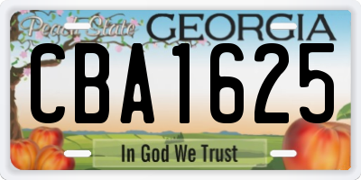 GA license plate CBA1625