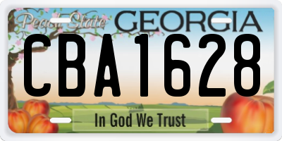 GA license plate CBA1628