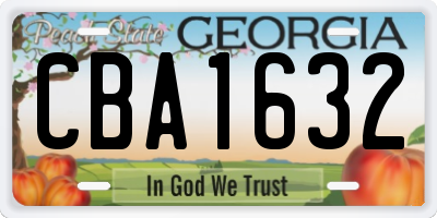 GA license plate CBA1632