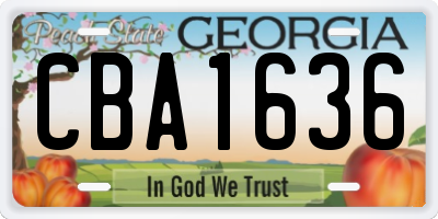GA license plate CBA1636