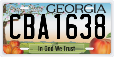 GA license plate CBA1638