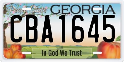 GA license plate CBA1645