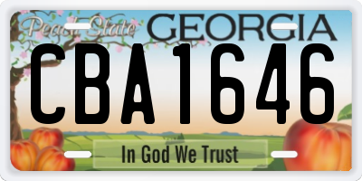 GA license plate CBA1646